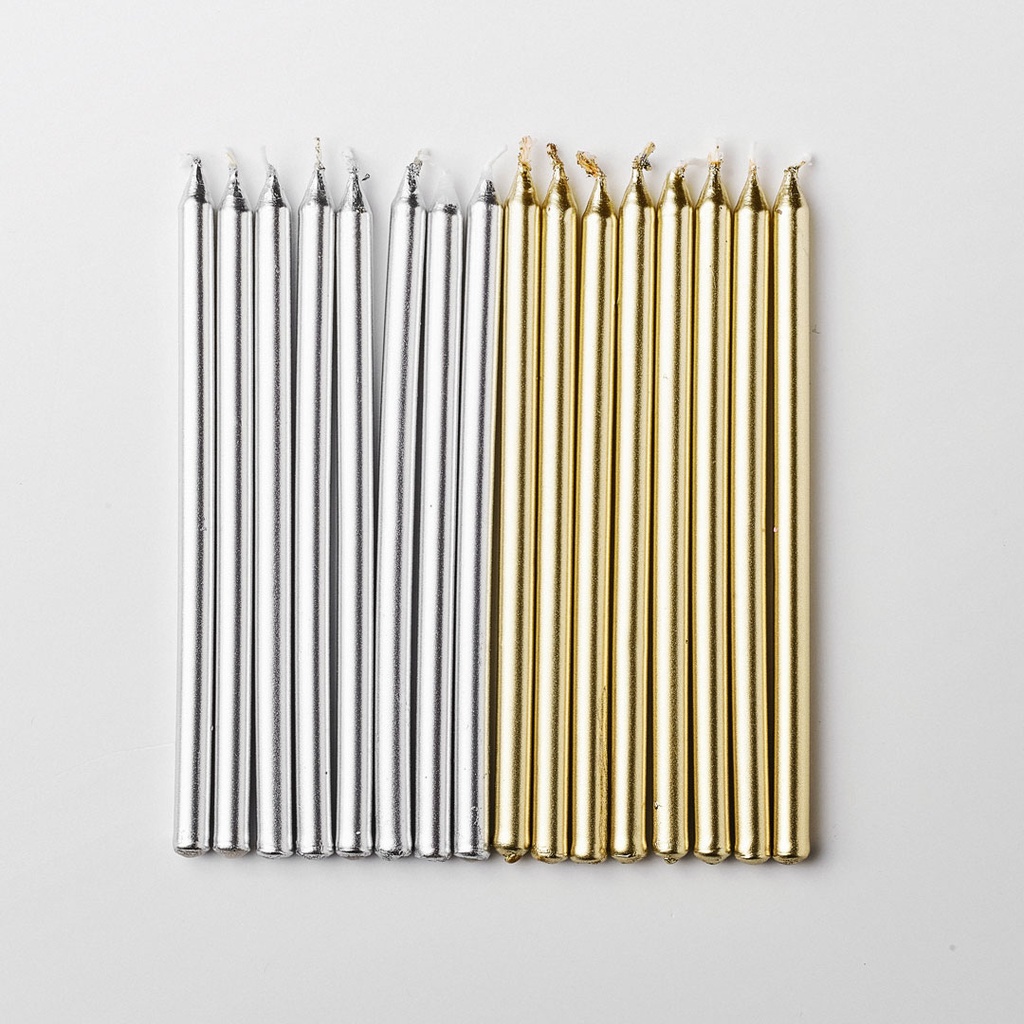 BOUGIE COULEUR GOLD & SILVER 16 PCS
