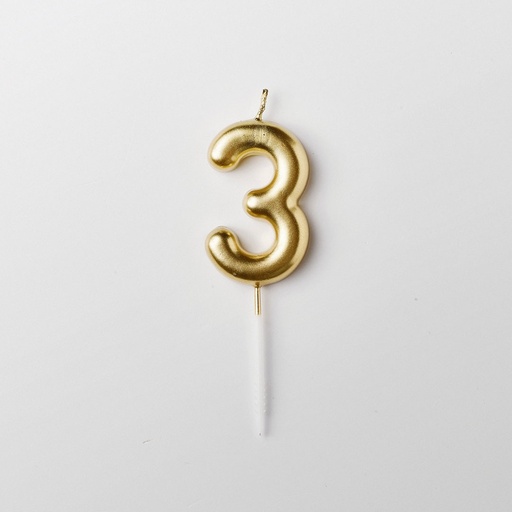 Bougie doré chiffre 3